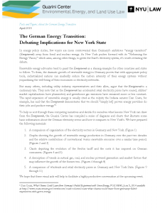 The German Energy Transition: Debating Implications for New York State
