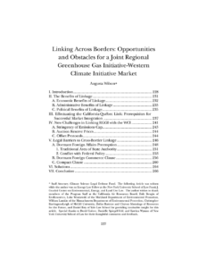 Linking Across Borders: Opportunities and Obstacles for a Joint Regional Greenhouse Gas Initiative-Western Climate Initiative Market
