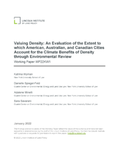 Valuing Density: An Evaluation of the Extent to which American, Australian, and Canadian Cities Account for the Climate Benefits of Density through Environmental Review